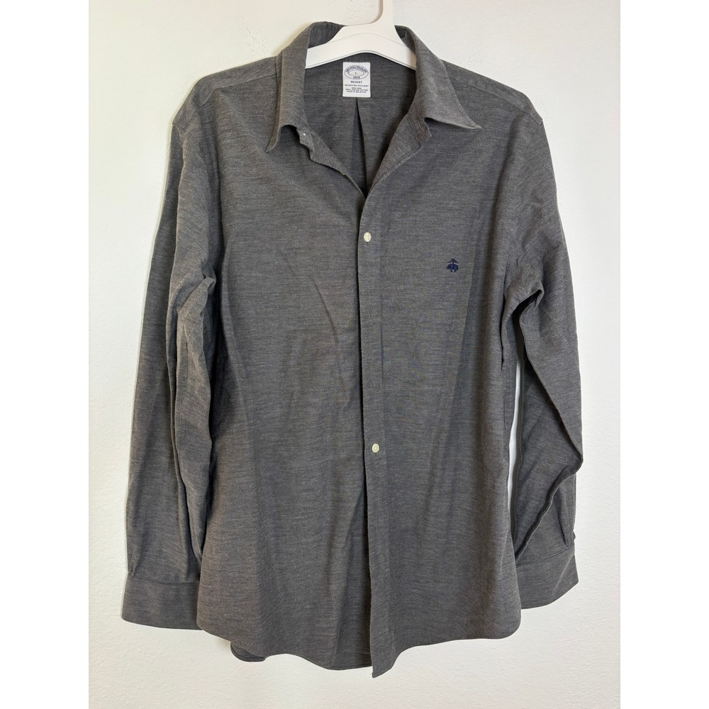 Brooks Brothers Regent Fit Non-Iron Supima Cotton Shirt Gray Mens Large L